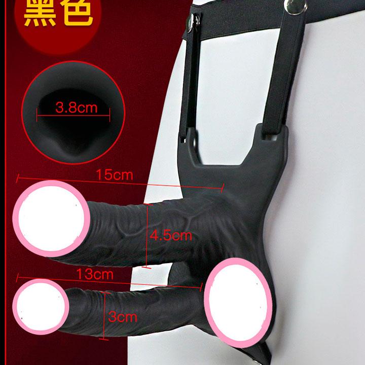Двойной полый страпон с вибрацией "Lovetoy Vibrating Unisex Hollow Strap On" 10 режимов - Черный