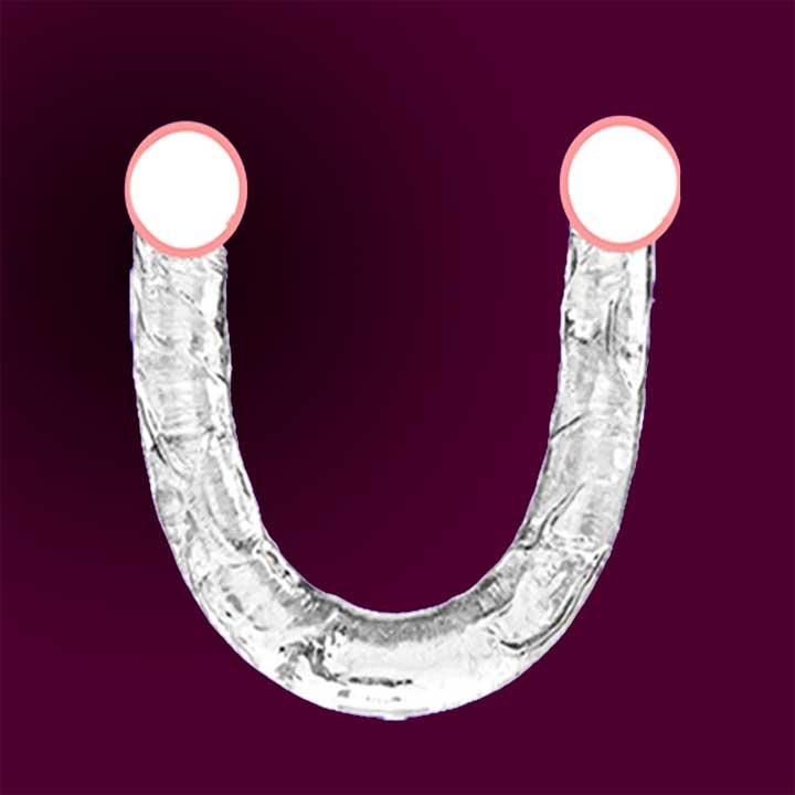 Двухсторонний фаллоимитатор "Double Dong" - 31,5*3,5 см - Прозрачный