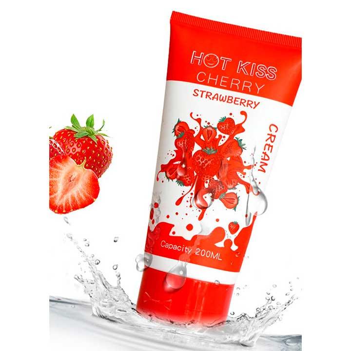 Лубрикант на водной основе "Hot Kiss" 200 мл - Клубника – Интимная смазка — изображение 3