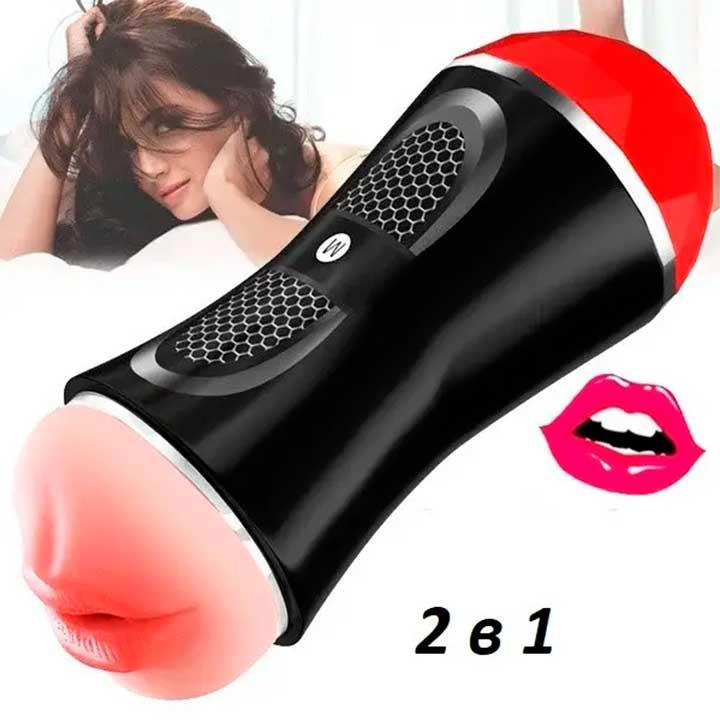Двусторонний мастурбатор ротик-вагина "Megumi Orion" - 20*7,5 см
