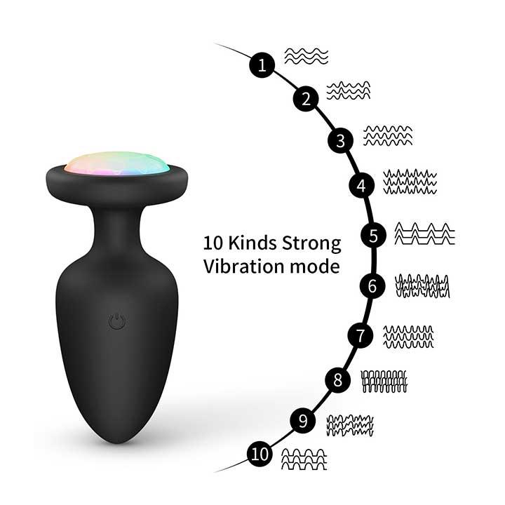 Світна анальна пробка з вібрацією 10X Light Up Rechargeable Anal Plug - 9,8*4,4 см - Анальні іграшки - Зображення 2