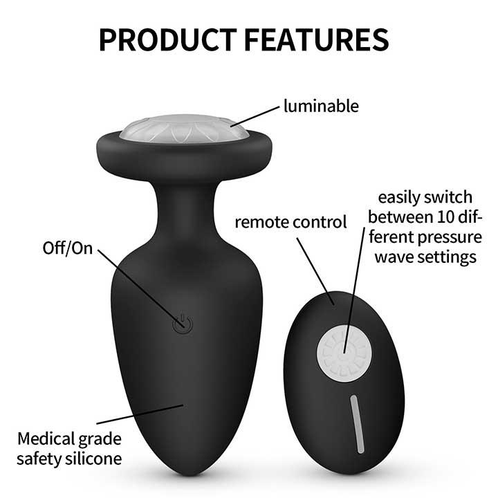 Світна анальна пробка з вібрацією 10X Light Up Rechargeable Anal Plug - 9,8*4,4 см - Анальні іграшки - Зображення 5