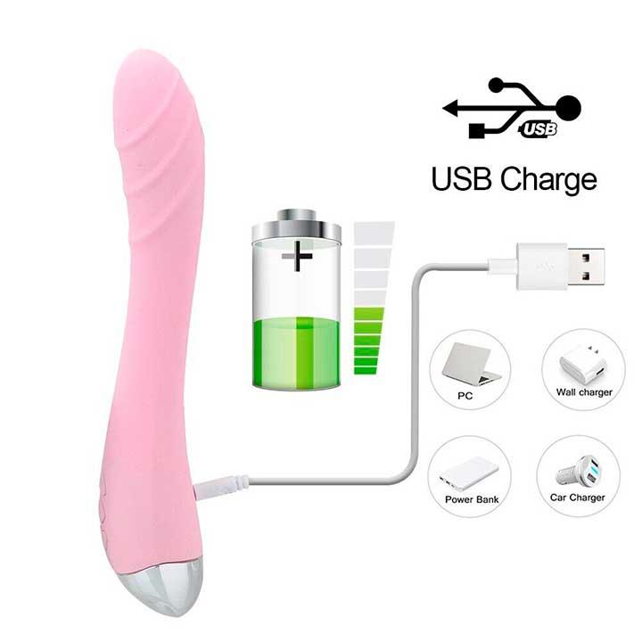 Вібратор Silver Fox для стимуляції точки G USB - Блакитний — Вібратори - Зображення 5
