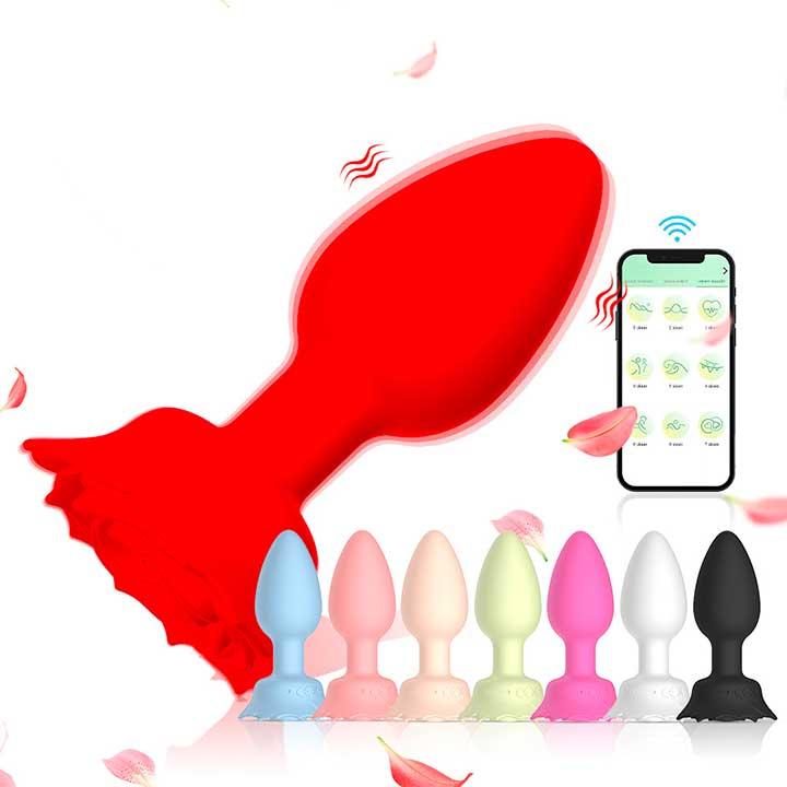 Силіконовий смарт анальний корок Smart Rose - Червоний - 3.3x10.5 см — Анальні іграшки - Зображення 5