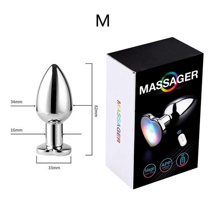 Сталева смарт анальна пробка, що світиться Magic Motion Equinox USB з Д/К - 8,2*3,4 см — Анальні іграшки - Зображення 3