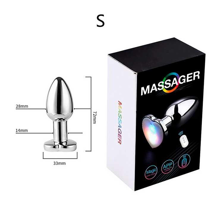 Сталева смарт анальна пробка, що світиться Magic Motion Equinox USB з Д/К - 7,2*2,8 см — Анальні іграшки - Зображення 2