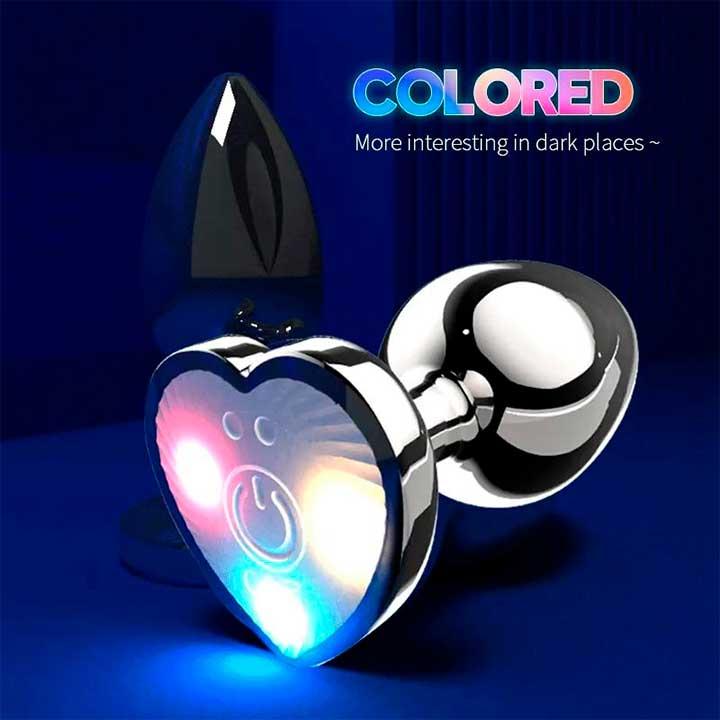Сталева смарт анальна пробка, що світиться Magic Motion Equinox USB з Д/К - 7,2*2,8 см — Анальні іграшки
