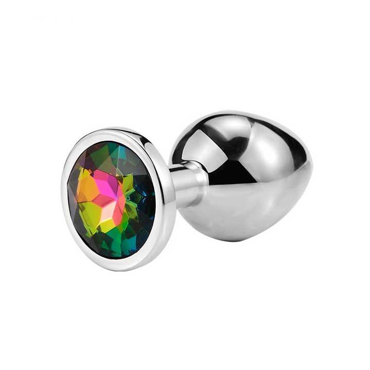 Стальная анальная пробка с кристаллом Rainbow - 3.2x8.2 (см) – Анальные игрушки — изображение 2