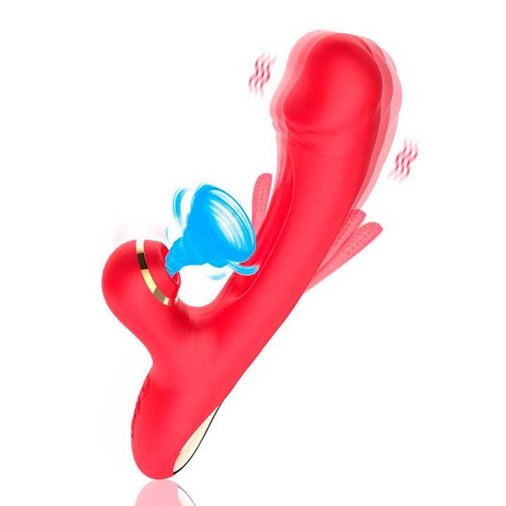 Вибратор 3в1 Pretty Love Finger Bunny 21 режим красный