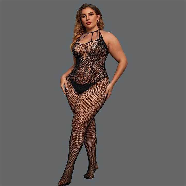 Откровенный бодистокинг с открытым доступом - Чёрный - L-XXL – Эротическое бельё — изображение 4