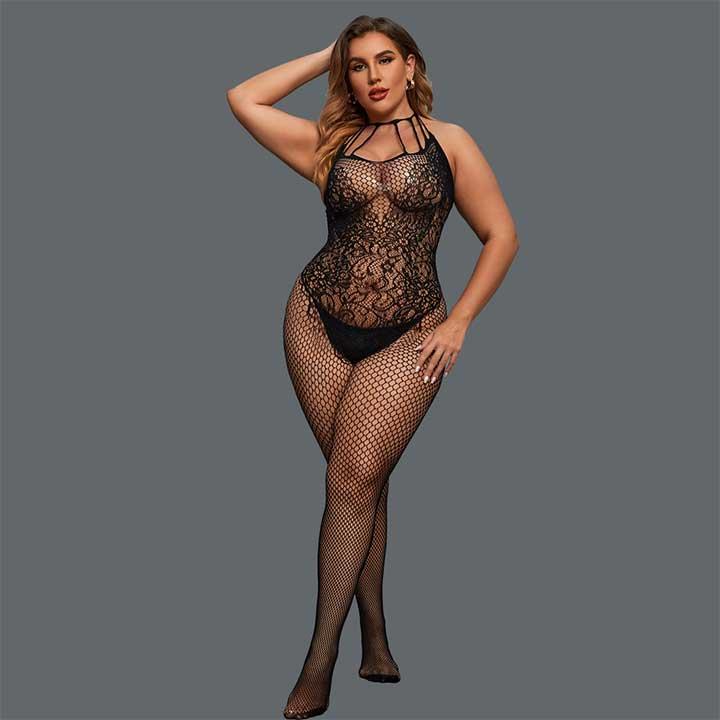 Откровенный бодистокинг с открытым доступом - Чёрный - L-XXL – Эротическое бельё