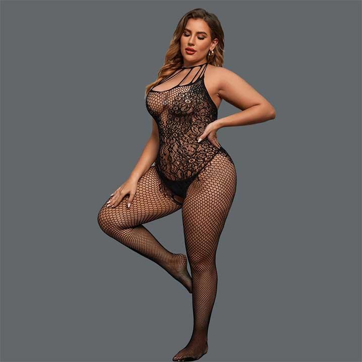 Откровенный бодистокинг с открытым доступом - Чёрный - L-XXL – Эротическое бельё — изображение 3