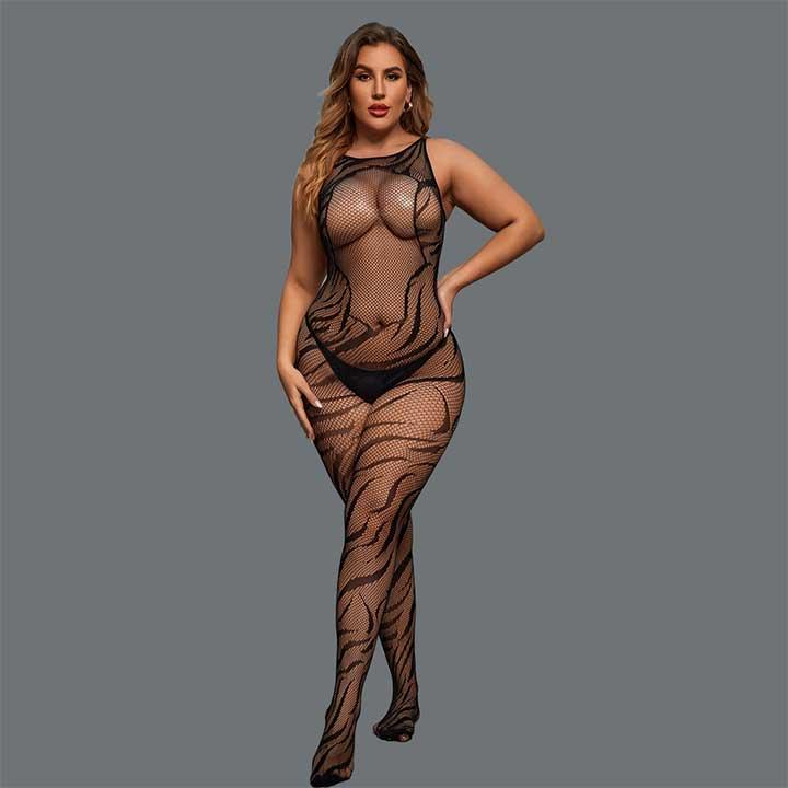 Откровенный бодистокинг с открытым доступом - Чёрный - L-XXL – Эротическое бельё