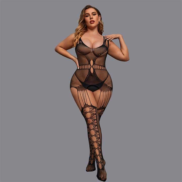 Откровенный бодистокинг с открытым доступом - Чёрный - L-XXL – Эротическое бельё — изображение 5