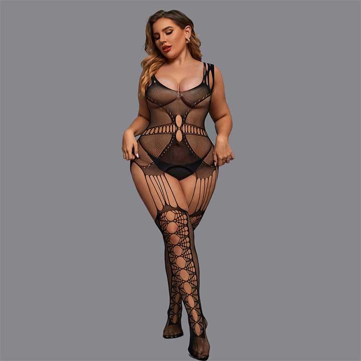 Откровенный бодистокинг с открытым доступом - Чёрный - L-XXL – Эротическое бельё — изображение 2