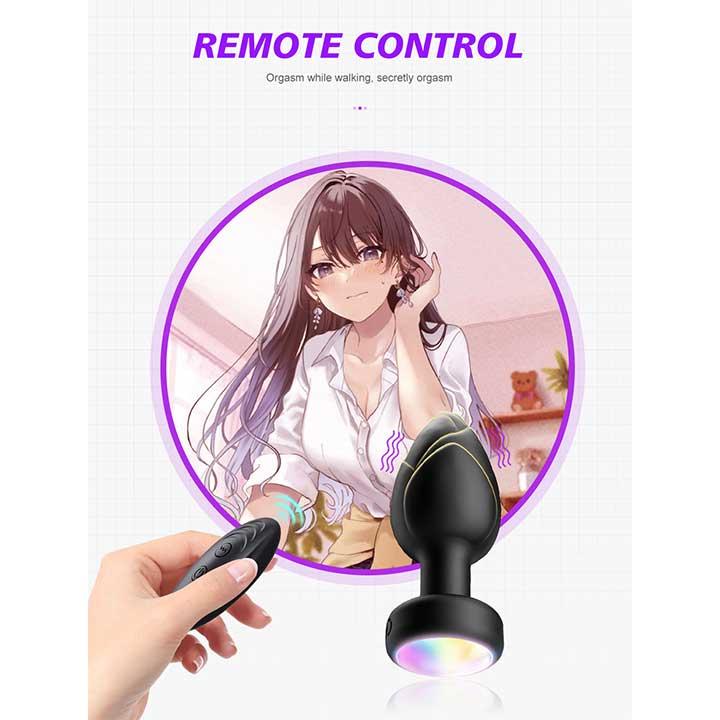 Анальна пробка що світиться з вібрацією і Д/К Light Anal Plug 3,5*9 см чорний — Анальні іграшки - Зображення 2