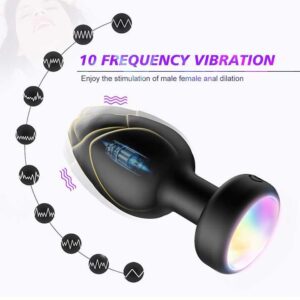 Анальна пробка що світиться з вібрацією і Д/К Light Anal Plug 3,5*9 см чорний — Анальні іграшки