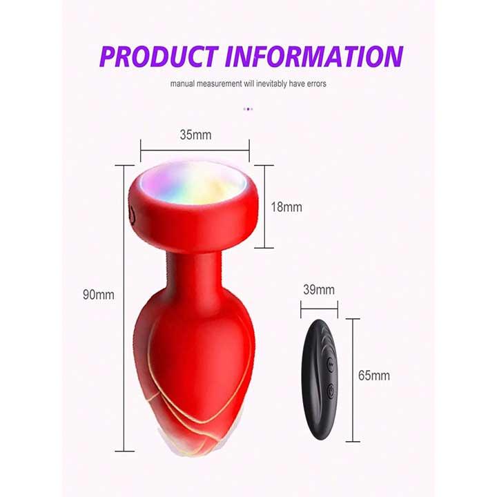 Анальна пробка що світиться з вібрацією і Д/К Light Anal Plug 3,5*9 см червоний — Анальні іграшки - Зображення 3