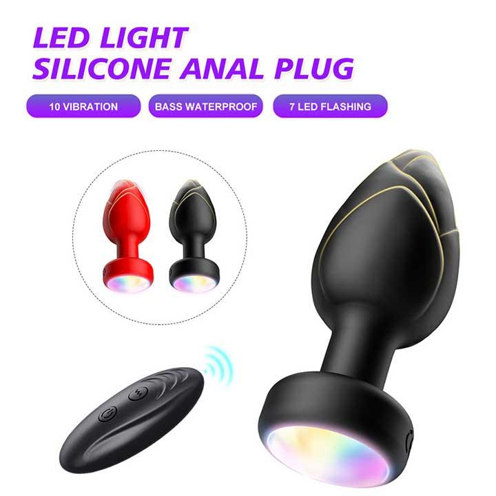 Анальна пробка що світиться з вібрацією і Д/К Light Anal Plug 3,5*9 см чорний — Анальні іграшки - Зображення 8