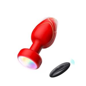 Анальна пробка що світиться з вібрацією і Д/К Light Anal Plug 3,5*9 см червоний — Анальні іграшки