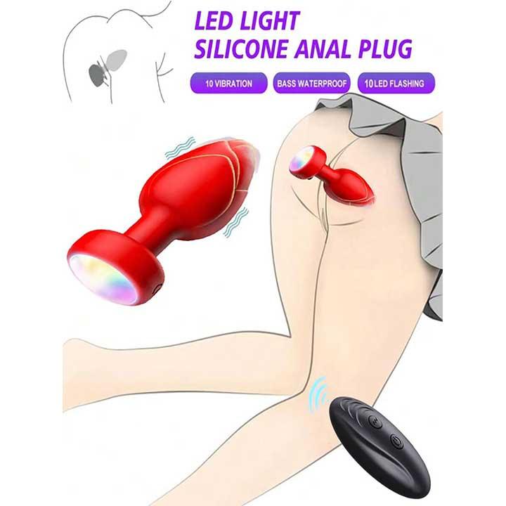 Анальна пробка що світиться з вібрацією і Д/К Light Anal Plug 3,5*9 см червоний — Анальні іграшки - Зображення 6