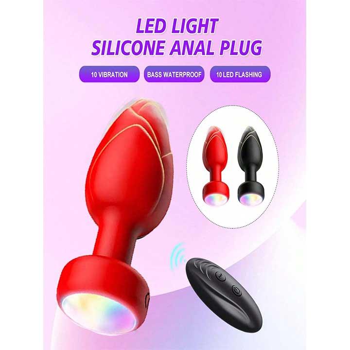 Анальна пробка що світиться з вібрацією і Д/К Light Anal Plug 3,5*9 см червоний — Анальні іграшки - Зображення 8