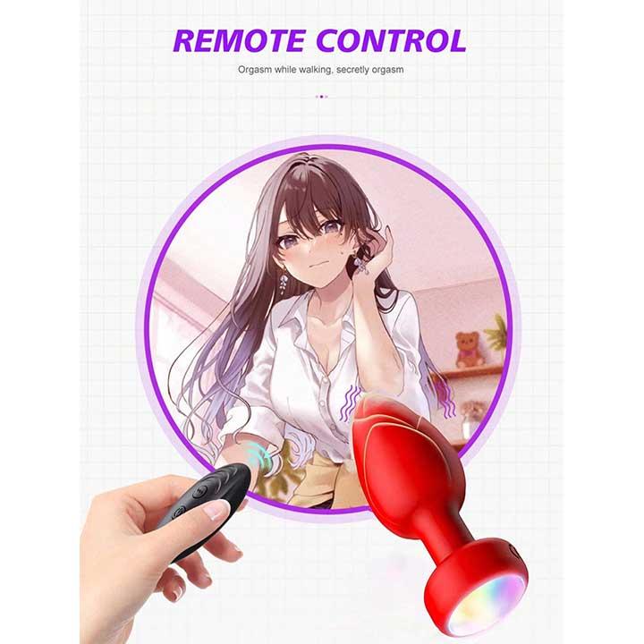 Анальна пробка що світиться з вібрацією і Д/К Light Anal Plug 3,5*9 см червоний — Анальні іграшки - Зображення 4