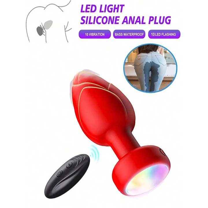 Анальна пробка що світиться з вібрацією і Д/К Light Anal Plug 3,5*9 см червоний — Анальні іграшки - Зображення 10