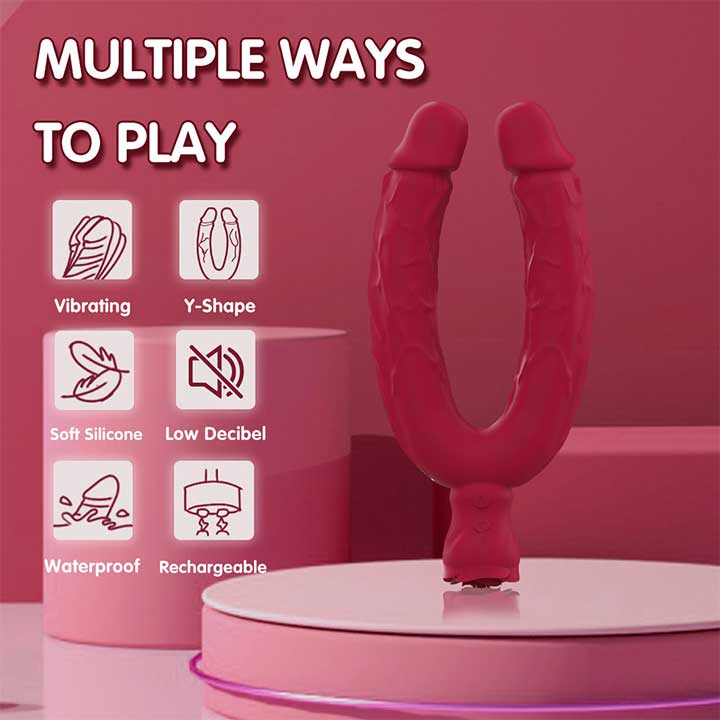 Двосторонній вібратор Y-Lover Rose Bloom Бордовий - Зображення 6
