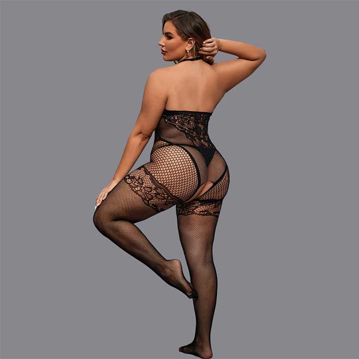 Откровенный бодистокинг с открытым доступом - Чёрный - L-XXL – Эротическое бельё — изображение 3