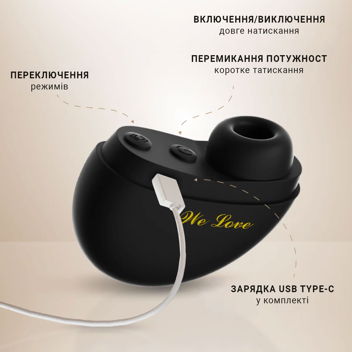 Стимулятор клітора вакуумно-хвильовий вуманайзер Portable Sucker 10 режимів USB Type-C зарядка Білий - Зображення 5