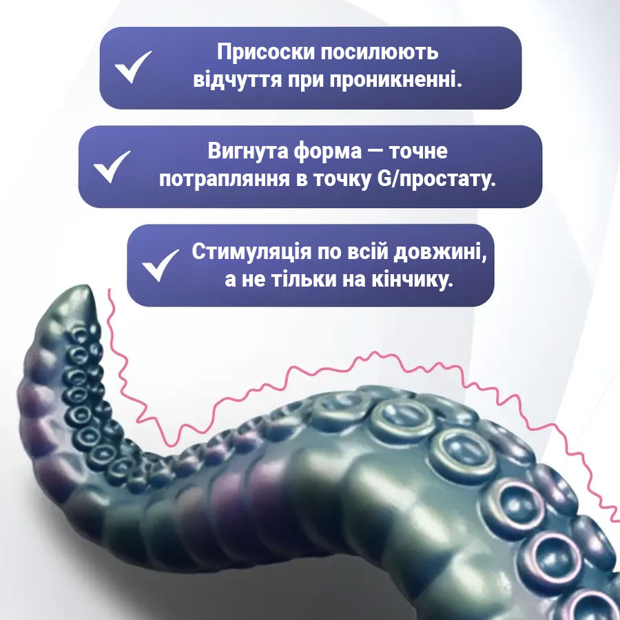Анально-вагінальний вібратор G-стимулятор тентакль (щупальця хентай) Yunman Tentacle силіконовий 24 см Чорний - Зображення 3
