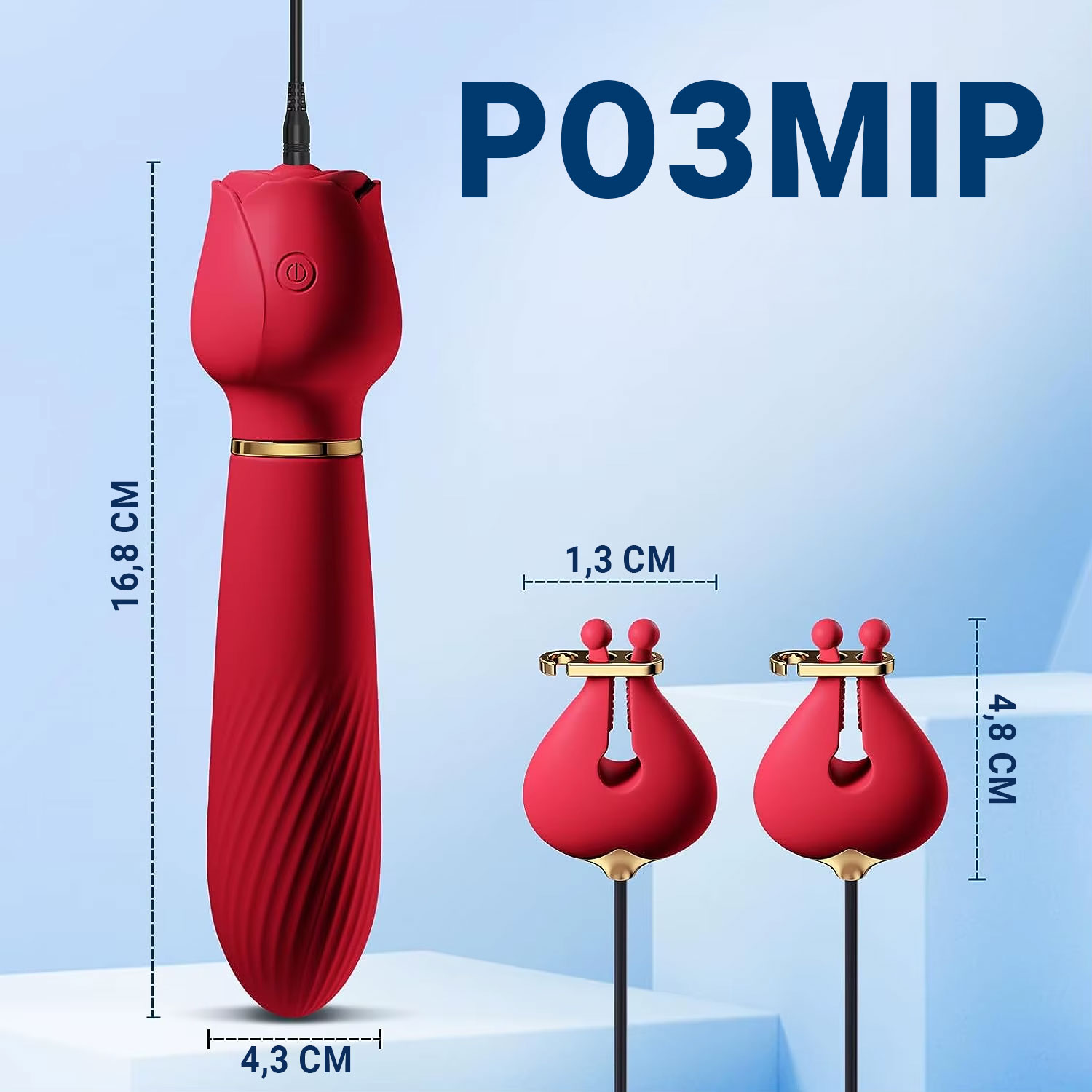Силіконовий вібратор 2-в-1 з вібро-затискачами для сосків OEM Nipple Clamps 10 режимів Рожевий - Зображення 4