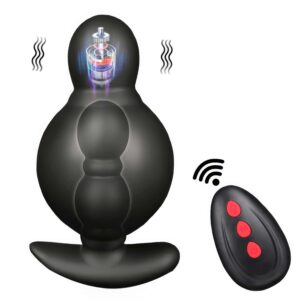 Анальний розширювач з вібрацією та автонадуванням Adorime 10 режимів з дистанційним керуванням 3,7-8,5 см Чорний