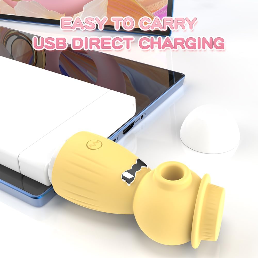 Кліторальний вакуумний вібратор в капелюшку Wo-sex Lilo USB - Лимонний - Зображення 2