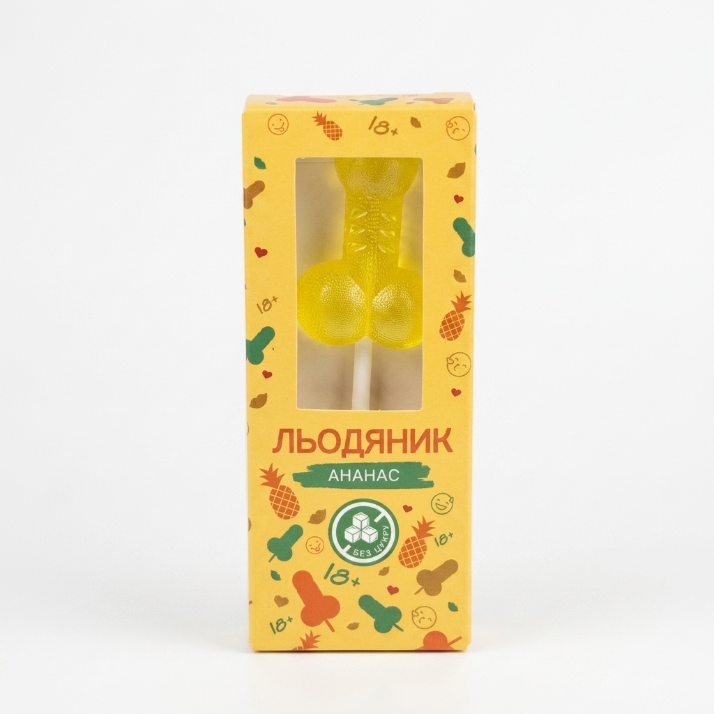 Льодяник у вигляді пенісу без цукру HOT ананас - Зображення 2